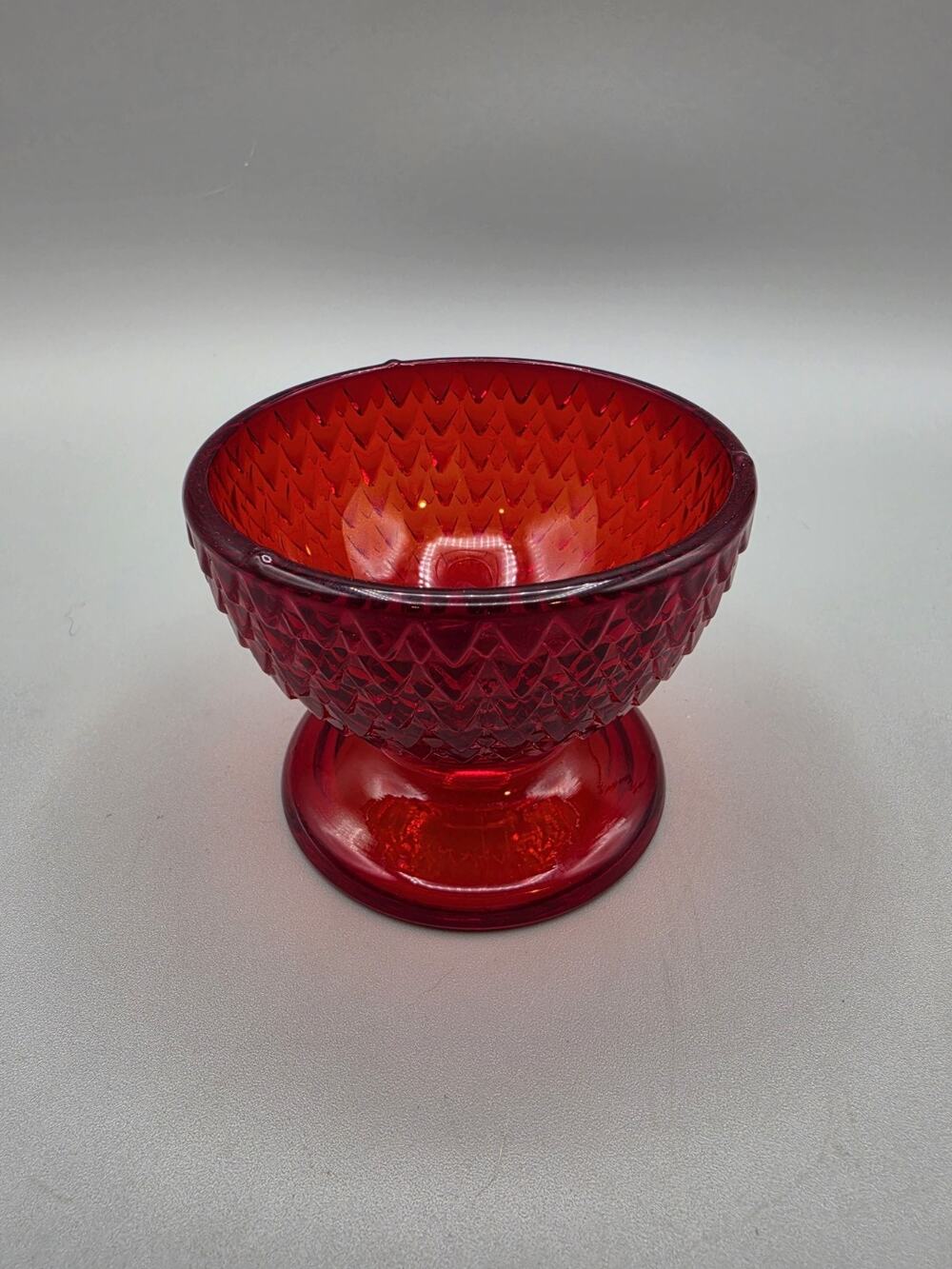 Vintage Viking Glass Owl Fairy Lamp Candle Holder Red Base Bottom Only